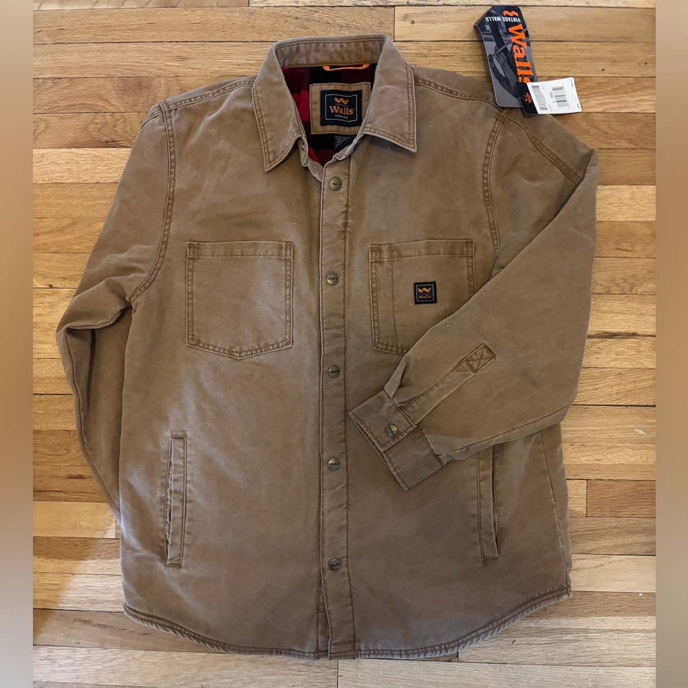 NWT Walls, Bandera Worn-In Duck Trucker Jac- Shirt in Pecan, Size L